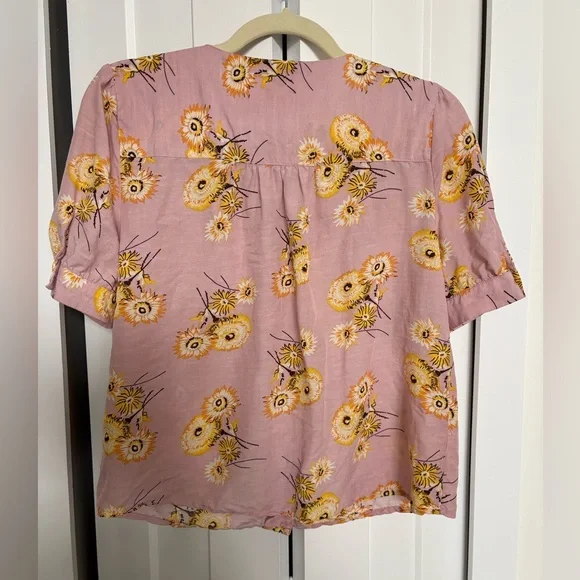 Madewell Pink and Yellow Floral Button-Front Top - Picture 2 of 5